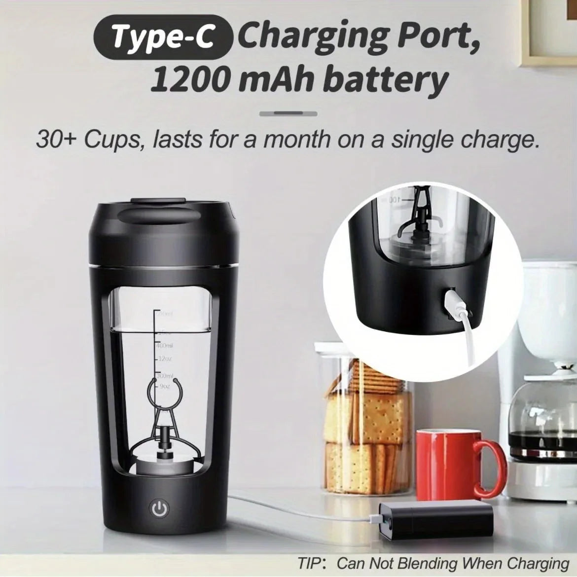 NNEOBA 500ML Electric Shaker Bottle USB C Rechargeable Automatic Mixer Black