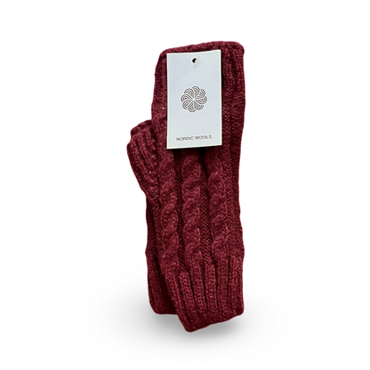 Cozy Set - Over The Knee Socks & Arm Sleeves Gloves - Crimson - Womens