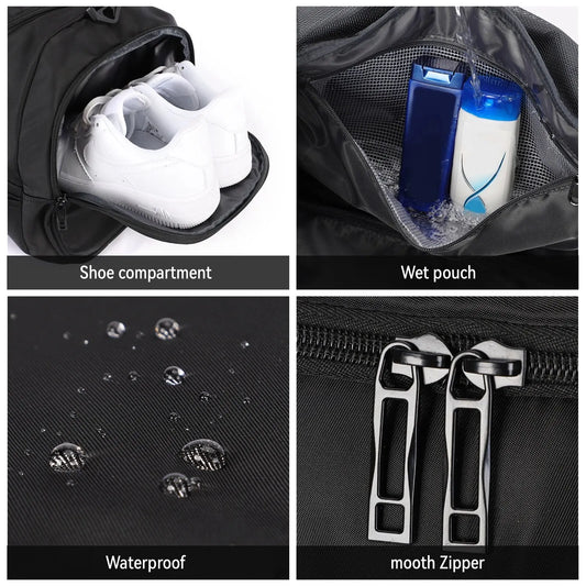 40L Foldable Sports Gym Travel Duffel Bag Black