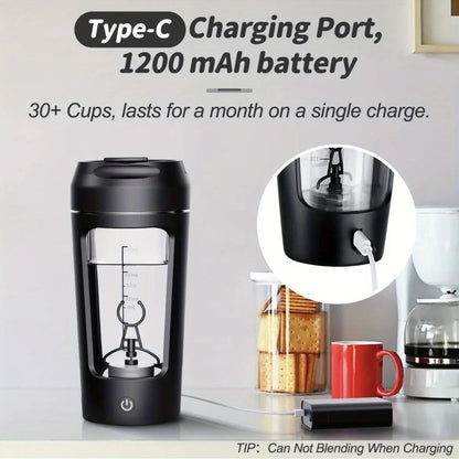 NNEOBA 500ML Electric Shaker Bottle USB C Rechargeable Automatic Mixer Black