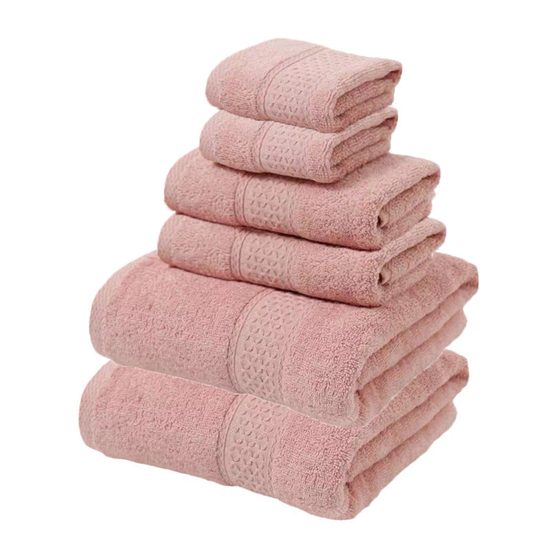 NNEDSZ Pink Luxury 6-Piece 100% Cotton Towel Set - 2 Bath Towels, 2 Hand Towels, 2 Face Towels-0