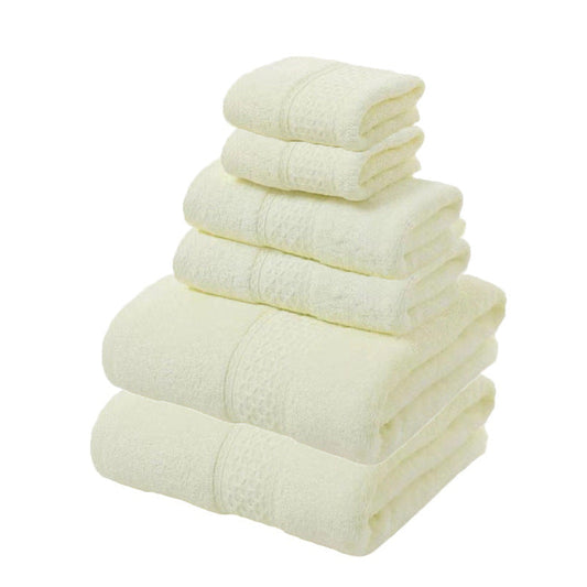 NNEDSZ Beige Luxury 6-Piece 100% Cotton Towel Set - 2 Bath Towels, 2 Hand Towels, 2 Face Towels-0