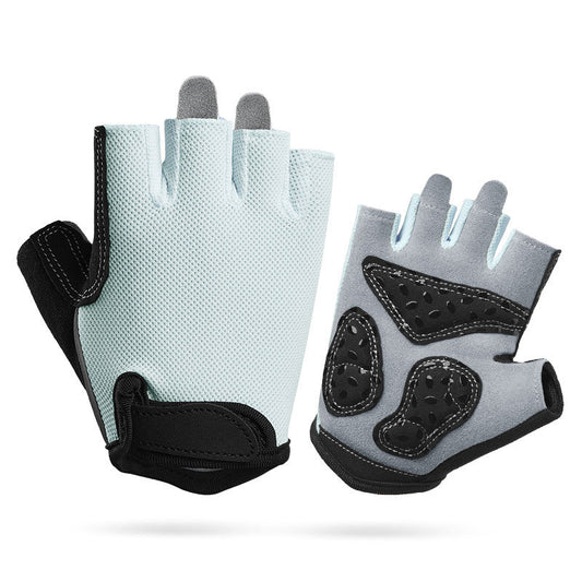 NNEDSZ M Grey Children's Summer Cycling Gloves - Breathable Half-Finger Non-Slip Fitness Training Gloves for Weightlifting