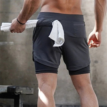 Camo Running Shorts Men 2 In 1 Double-deck Quick Dry GYM Sport Shorts Fitness Jogging Workout Shorts Men Sports Short Pants