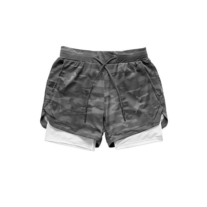 Camo Running Shorts Men 2 In 1 Double-deck Quick Dry GYM Sport Shorts Fitness Jogging Workout Shorts Men Sports Short Pants