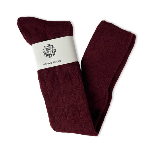 Cozy Set - Over The Knee Socks & Arm Sleeves Gloves - Crimson - Womens