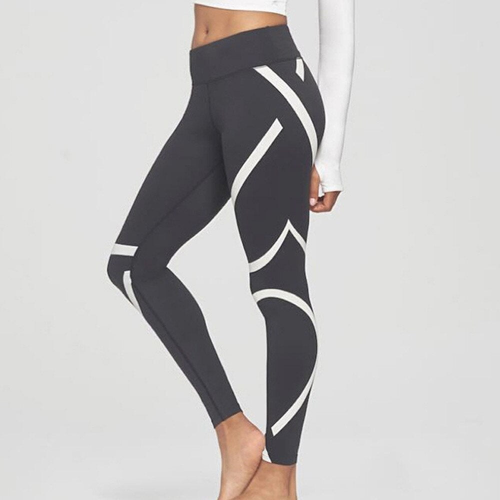 Leggings Sport Women Fitness Splice Skinny Workout Gym Leggings Fitness Sports Cropped Pants Stripped Athletic Gym Leggings #20