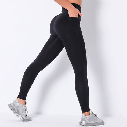 Solid Seamless Yoga Pants Fashion High Elastics Hips Lifting Leggings Workout Push Up Running Sports Pants Women Clothing